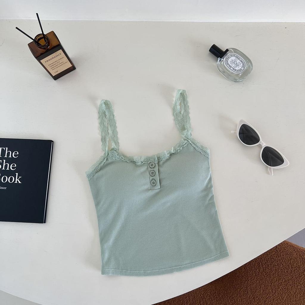 Рубчатый топ на бретельках, кружевной укороченный топ с лямкой на шее, женские летние майки на пуговицах с открытой спиной, модный вязаный топ, женский укороченный жилет без рукавов