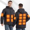 Heated Cotton Coat Hooded Long Sleeve Zipper Placket Jacket Waterproof Windproof 3-Level Temperature Adjustment