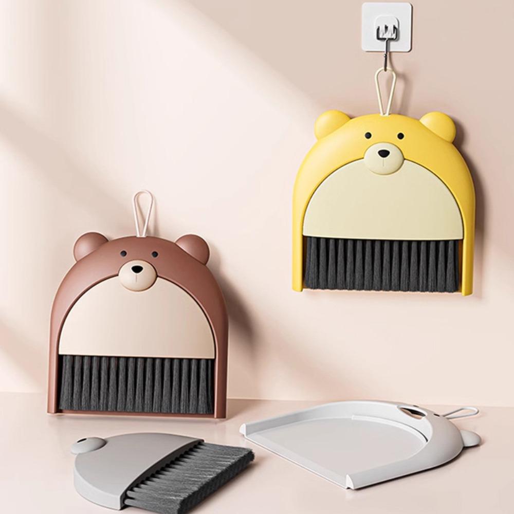 Набор метелка и совок с мишкой PP Маленький совок Милый настольный совок для мусора Бытовой