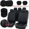 9Pcs/Set PU Leather Black Universal Car Seat Cover Cushion 5 Seats Full Protect
