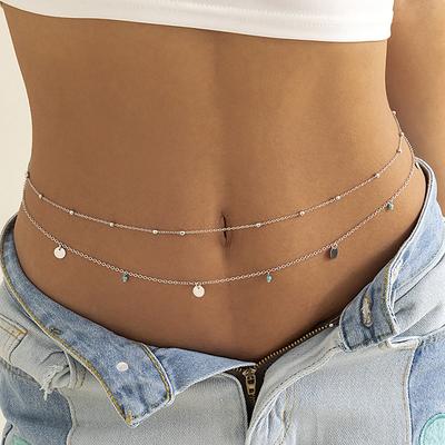 Модная имитация стразов металлическая цепочка на талию женская летняя бохо пляжная цепочка на тело ювелирные изделия #468342
