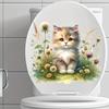 Новая Милая Мультяшная Кошка Водонепроницаемая Наклейка на Туалет - Самоклеящаяся Декоративная Наклейка из ПВХ для Ванной Комнаты