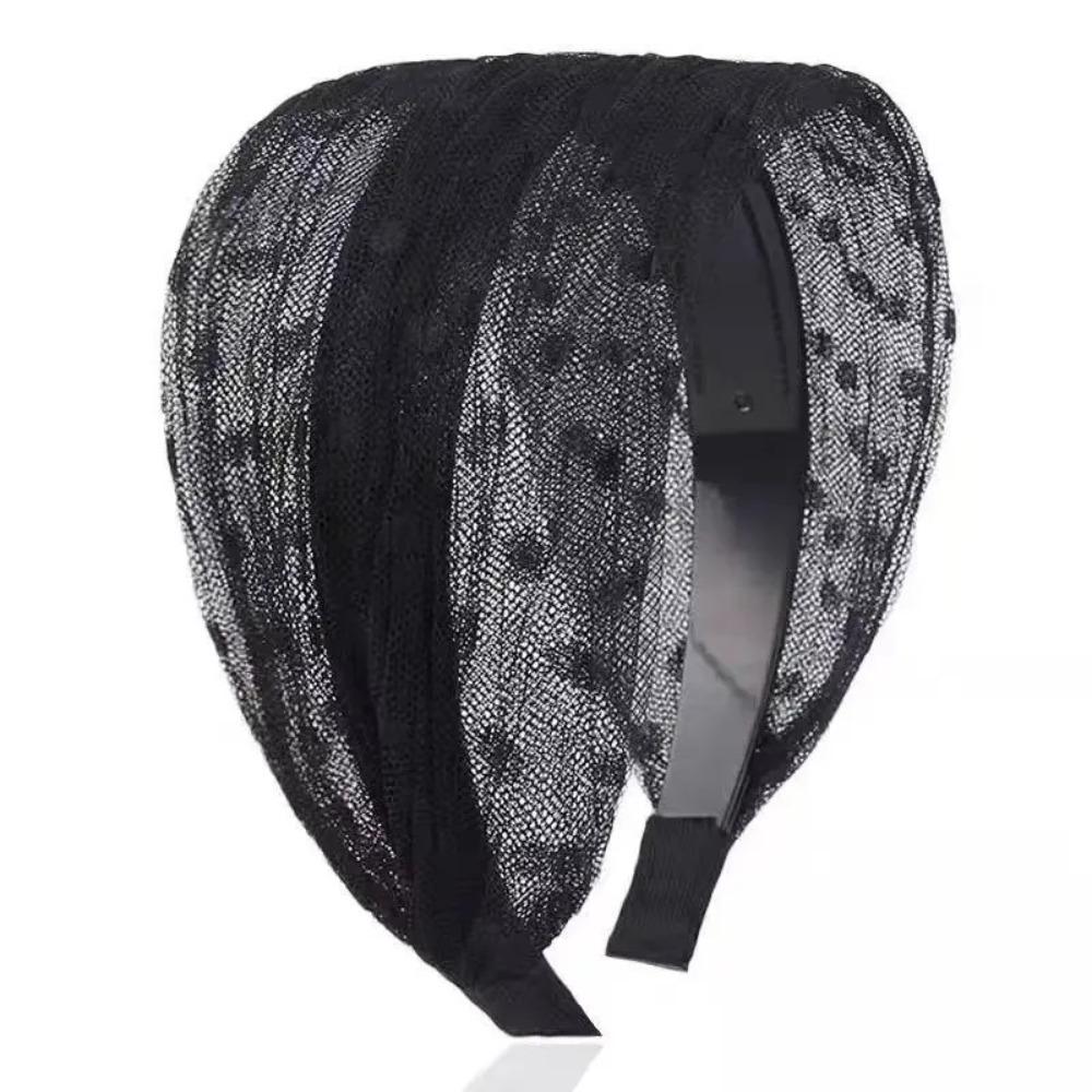 Elastic Wide Side Hair Hoop Hollow Women Lace Hairbands for Wash Face Use