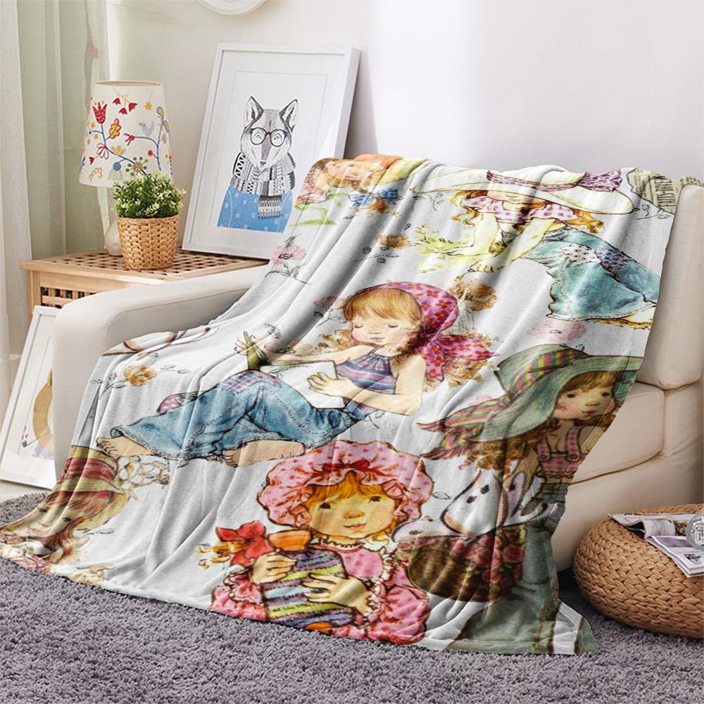 1PC Sarah Kay Print Flannel Blanket, High quality Comfortable for All Seasons, Home Decor, Warmth and Comfort, Perfect for Christmas Gifts145