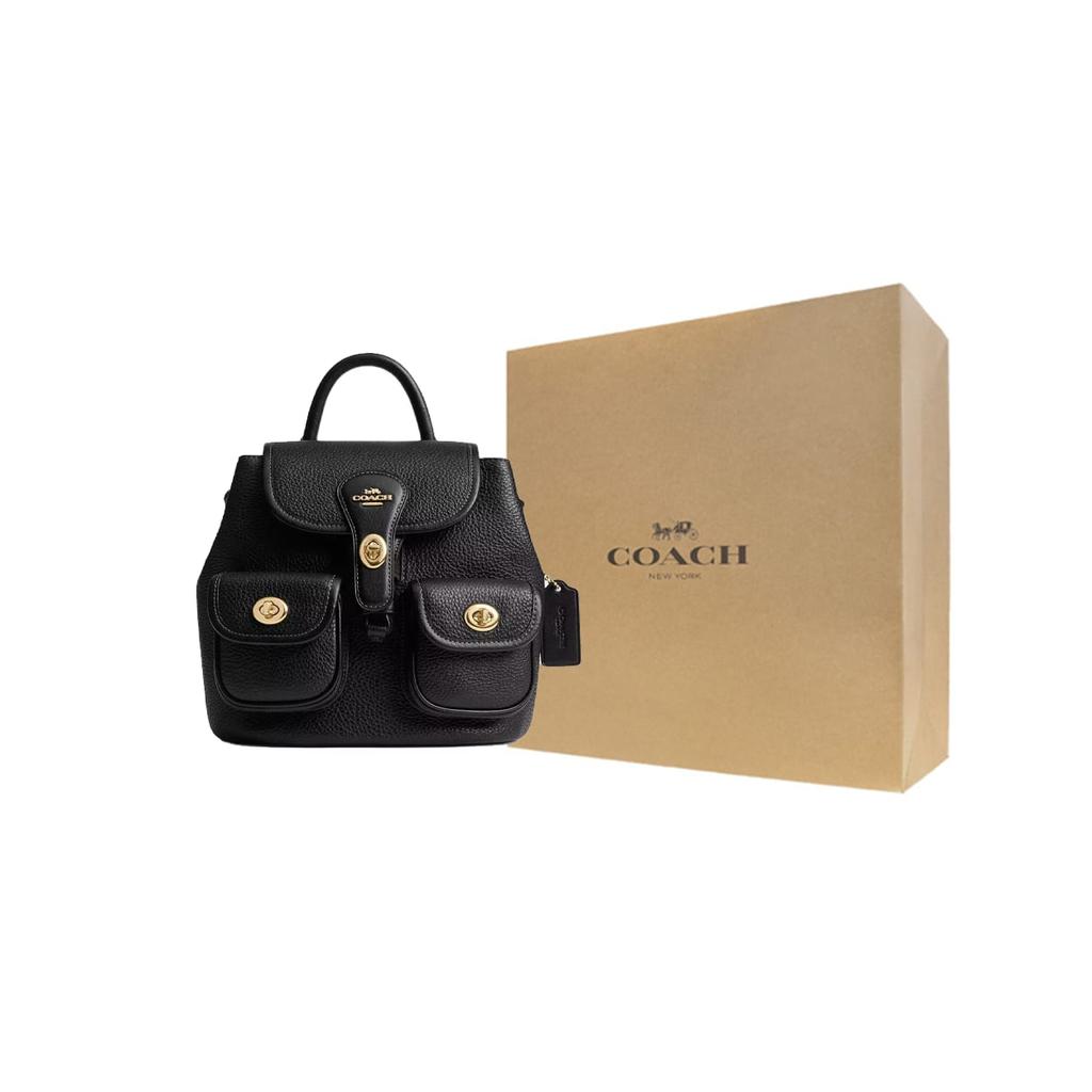 COACH Hadley Smooth Leather Backpack Medium Women's Black CBH09-IMBLK