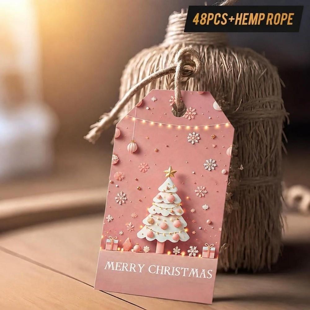 48PCS DIY Christmas Ornament Tags Hangable Gift Packaging Supplies  For Gift Boxes
