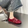 Vintage College Style Heightening Red Mary Jane Shoes Women's New Shallow Mouth Heightening Single Shoes