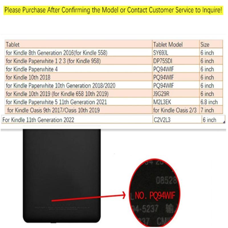Чехол для Kindle Paperwhite 2024 6 дюймов Kindle 2022 11-го поколения C2V2L3 Smart Cover для Kpw1234 958 EY21 Paperwhite5 6.8" Funda