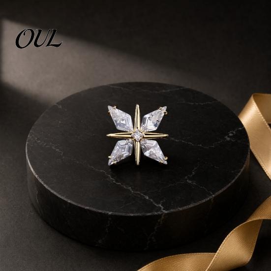 Shirt Collar Button Accessory Brooch with Invisible Safety Pin Buckle, Star Shape Lapel Cubic Zirconia Rhinestone Accent, for Suits Shirts Wedding