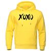 Простая мужская толстовка с надписью XOXO Art Letter черного цвета с простым свободным капюшоном из флиса для улицы, хипстерский свитер с круглым вырезом