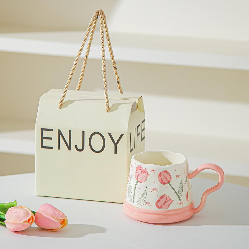 Souvenir Gifts Pastoral Style Single Cup Sunflower Ceramic Cup Household Set Mug Tulip Cup