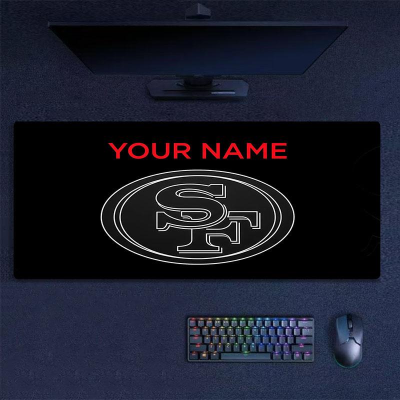 Custom Name,San Francisco 49ers Mouse Pad, Large Gaming Desk Mat, Non-slip XXL Mousepad for Laptop & Tablet, Mini PC Playmat with Stitched Edges