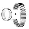 Stainless Steel Metal Watch Band & TPU Full Cover Case For Amazfit Active Max Three Bead Strap Protective Set
