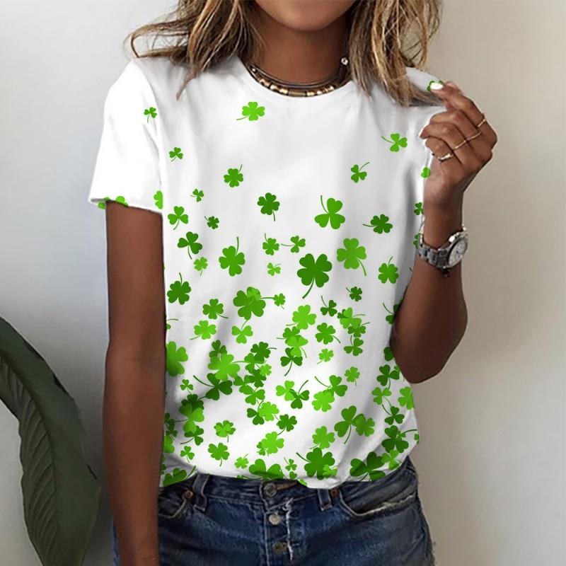 3D-принт Летние женские футболки с круглым вырезом Топы Модная одежда Рубашки с коротким рукавом Топы