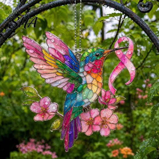 Acrylic Sun Catcher Hummingbird Catcher, Colorful Hanging Ornament, Red Bird Window Decor, Birthday Gift for Mom Wife Grandma Outdoor