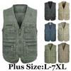 Новый дизайн, мужской жилет с несколькими карманами, жилет, джинсовая уличная куртка для путешествий, пешего туризма, охоты, рыбалки, L-7XL, хлопковая куртка больших размеров, повседневная куртка с несколькими карманами