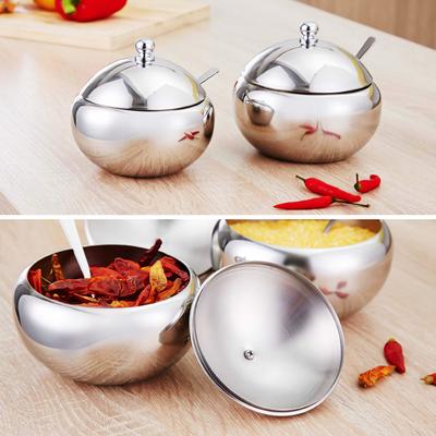Горшки для приправ из нержавеющей стали, коробка для соли, контейнер для приправ, контейнер для сахара, держатель с крышкой для ложки