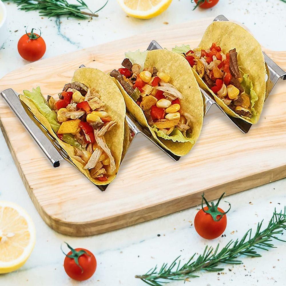 Easy-Access Handle Convenient Wave Shaped Tray Plate Taco Holder Kitchen Tools Taco Shell Stand