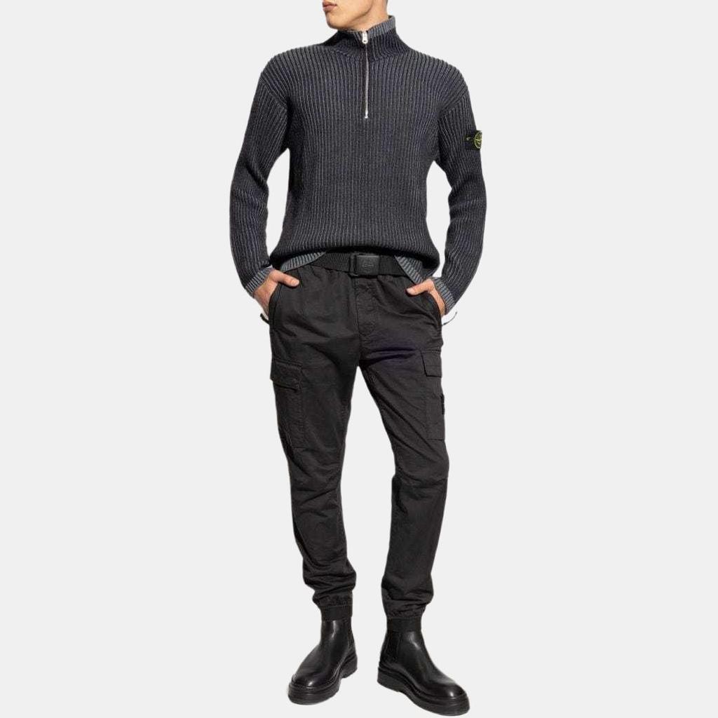 STONE ISLAND Джемпер с высоким воротником и логотипом, меланжевый угольный, мужской, топы, серый 8115516C1-V0M65