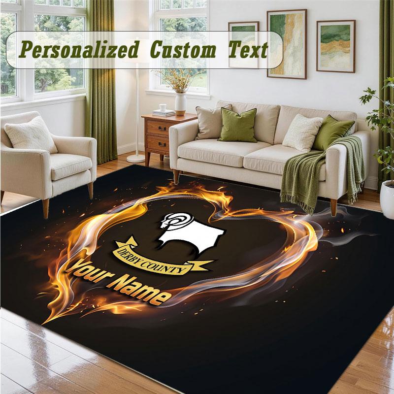 Crystal Velvet Square Rug Custom NameDerby County Pattern Non Slip Home Floor Decor Rug