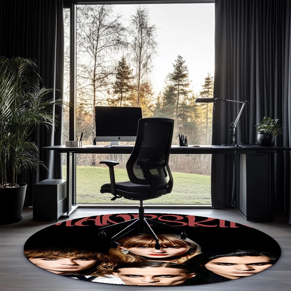 Maneskin Printed Round Rug Carpet Chair Rug Area Rug Entryway Doormats,for Office Chair Living Room Bedroom Kitchen Room.