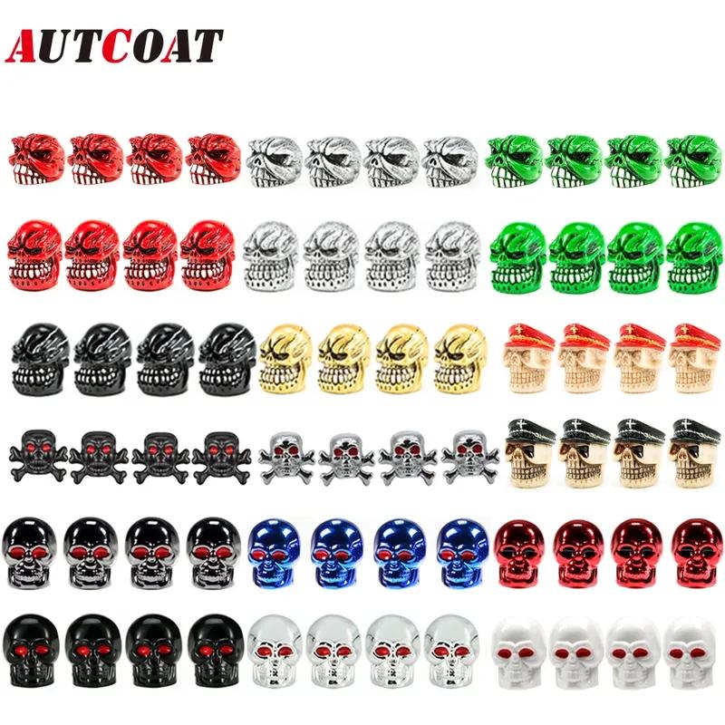AUTCOAT 4 шт./комплект Колпачки на ниппель шин в стиле черепа для шин, Универсальные колпачки на вентиль, Привлекательные пылезащитные колпачки, Автоаксессуары