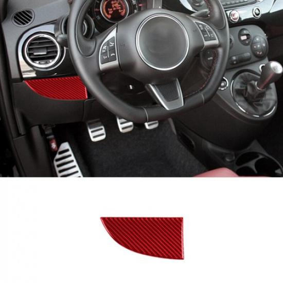 Red Carbon Fiber Car Driver Side AC Vent Below Panel Sticker For Fiat 500 12-15