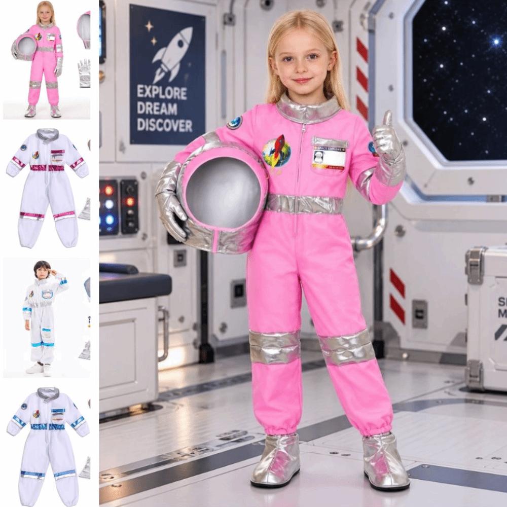 with Cap Astronaut Costume Set with Gloves Space Suit Rocket Jumpsuit Space Party