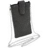 Mini Cellphone Pouch Crystal Long Shoulder Bag Diamond Crossbody Bag for Earphone Phone Small Things(Black)