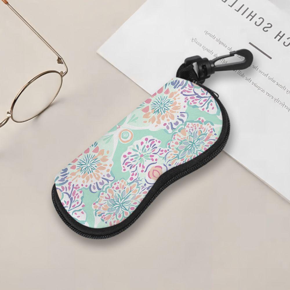 2D-Bohemian Floral Pattern Soft Eyewear Pouch, Protective Sunglasses Case, Portable Travel Eyeglasses Holder, Lightweight Accessories Gift for Women