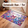 Butterfly Theme Crystal Velvet Floor Rug Personalized Custom Name Text Warm Carpet Home Decoration