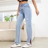 Women's Pant Casual Straight High Waist Thin Jeans Trousers