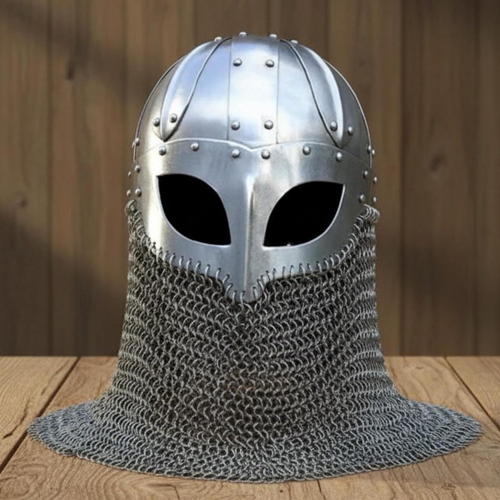 Handmade Viking Warrior Helmet 18 Gauge Steel Chainmail Armor Replica