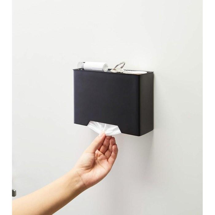 [Yamazaki] Magnet Mask Holder Black, Tower Mask Case Box Type, 4359, Approx. W19 x D6.5 x H13.5cm