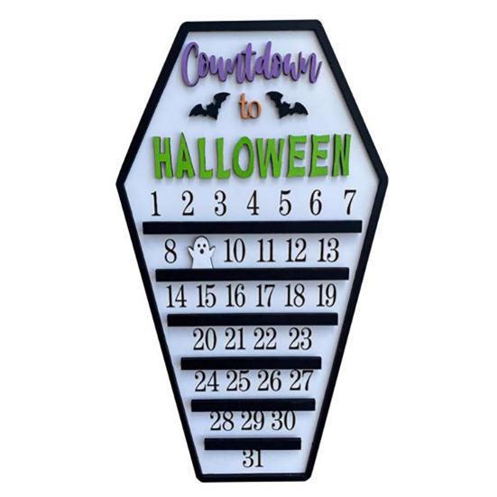 Календарь обратного отсчета до Хэллоуина Деревянный календарь обратного отсчета в виде тыквы-призрака Многоразовые украшения ужасов на Хэллоуин для украшения домашней вечеринки