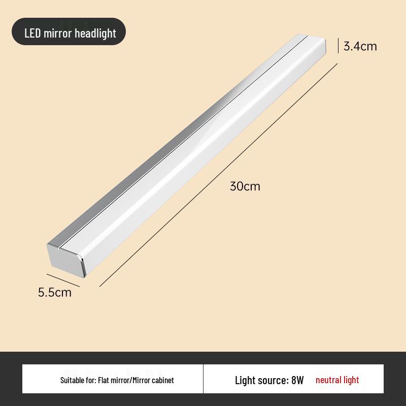 Светодиодный сенсорный шкаф-зеркало для ванной комнаты с защитой от запотевания, водонепроницаемый, без сверления