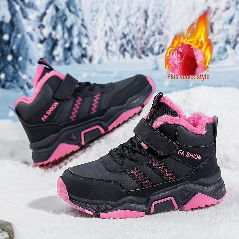 Детские водонепроницаемые зимние ботинки для снега - нескользящие, с утолщенной бархатной подкладкой для мальчиков и девочек