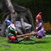 Outdoor Garden Decorations Colorful Seesaw Design Resin Small Dwarf Figurines for Desktop Yard Garden