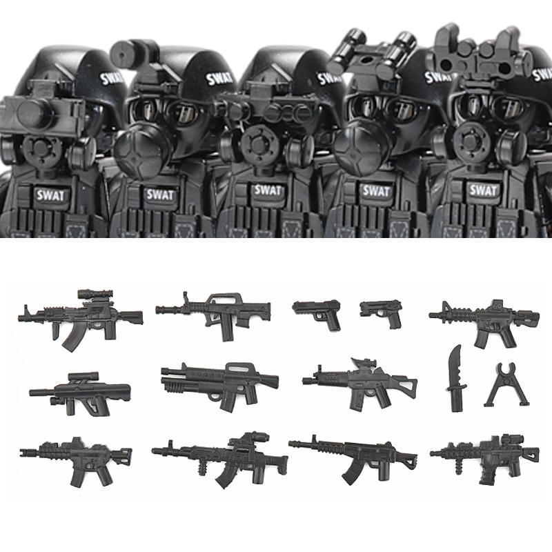 Городская полиция Китай Спецназ Конструктор Штурмовой солдат Фигурки SWAT Маска газовой защиты Военное оружие Кирпичики Игрушки Дети