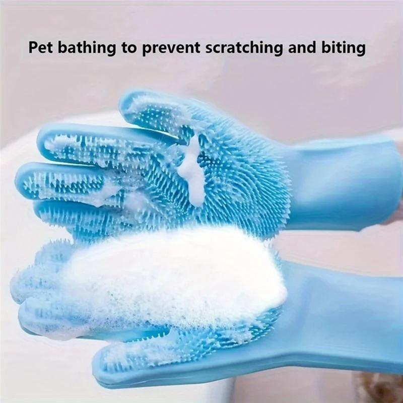 Practical-Cleaning Gloves Dogs Cats Bathing Shampoo Gloves Scrubbers Dishwashing Cleaner Gloves