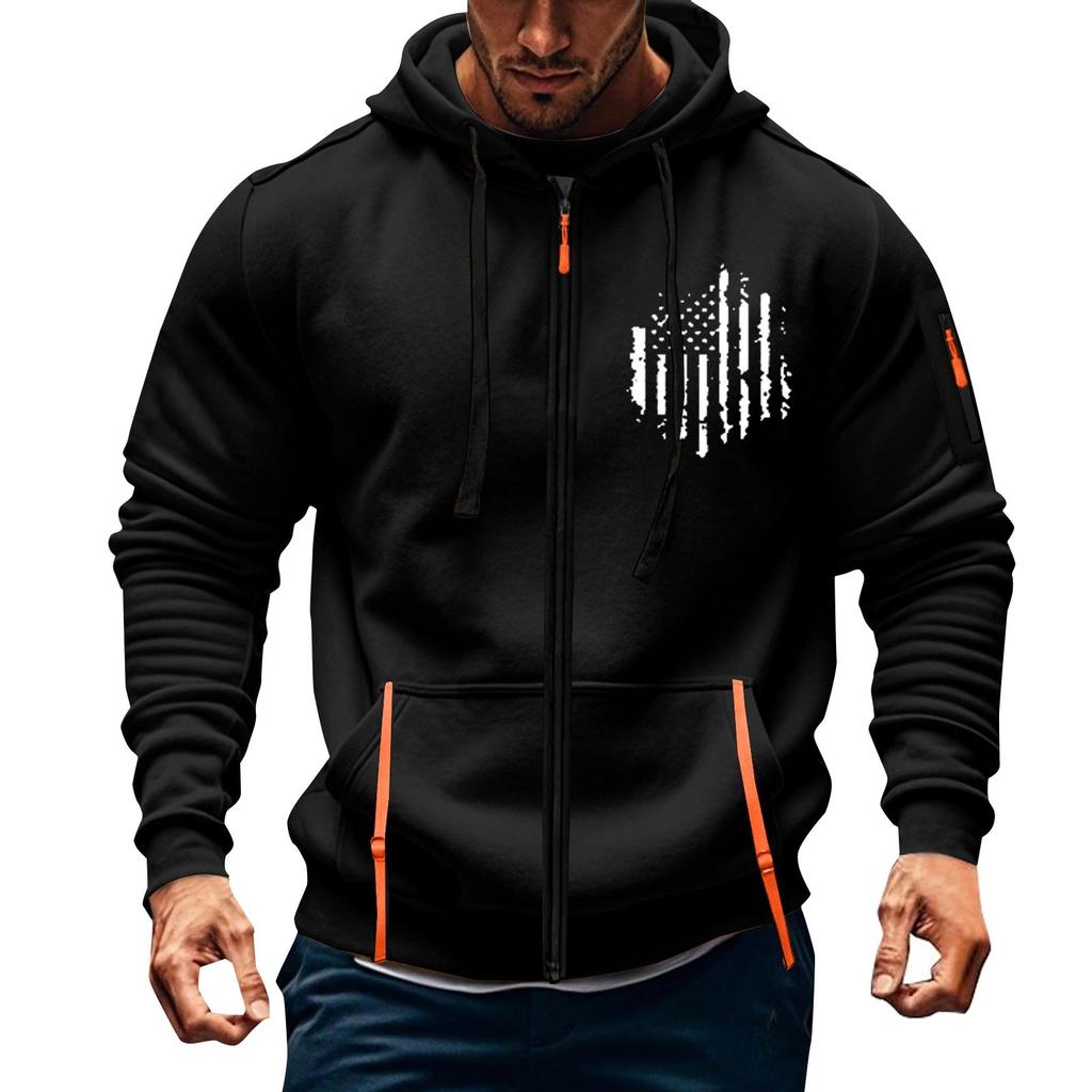 Мужская спортивная повседневная толстовка с капюшоном, кардиган с капюшоном на молнии, многокарманное пальто с капюшоном