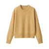 MUJI Свитер женский из стираемой шерсти с круглым вырезом, размер XS, средней вязки, BA1P4A4A, желтый,