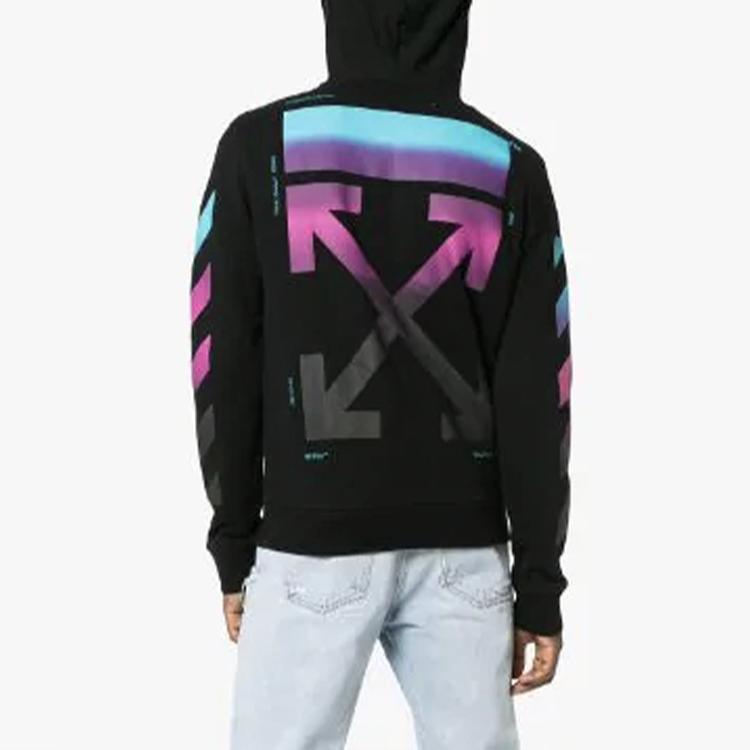 Off-White Gradient Rainbow Arrows Long Sleeve Hoodie Men Tops Black OMBE001F181920051088