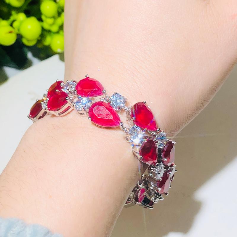 WWJ Корейский стиль Широкие теннисные браслеты с зелеными каплями воды и кубическим цирконием