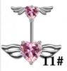 Gatte Pink Butterfly Heart Rhinestone Zircon Rabbit Double Belly Button Ring