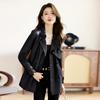 Кожаная куртка с воротником-стойкой женская новая весенне-осенняя маленькая, средняя и длинная тренчкот кожаная куртка
