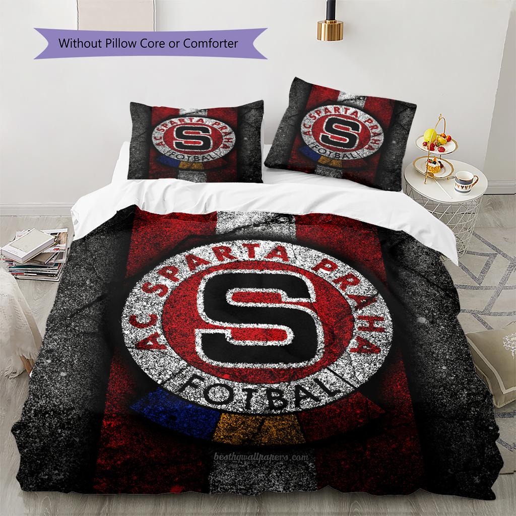 Sparta Prague football logo Pattern Bedding Home Decoration Birthday Gift (1 * duvet cover + 2 * pillowcase, without core)