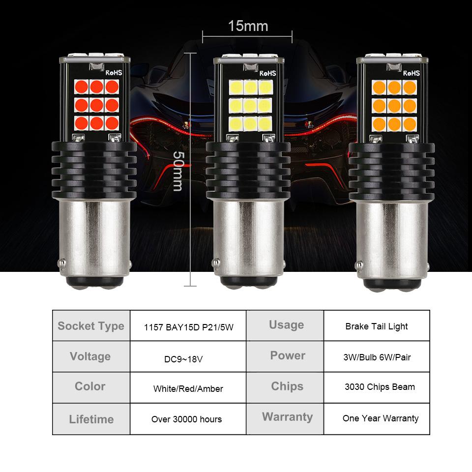 Py21w Ba15s P21w Светодиодная 1156 Bau15s Лампа 3030SMD Canbus 1157 Светодиодная Bay15d P21/5w Автомобильная Поворотник Стоп-сигнал Задний Ход Красный Свет Поворотник 2