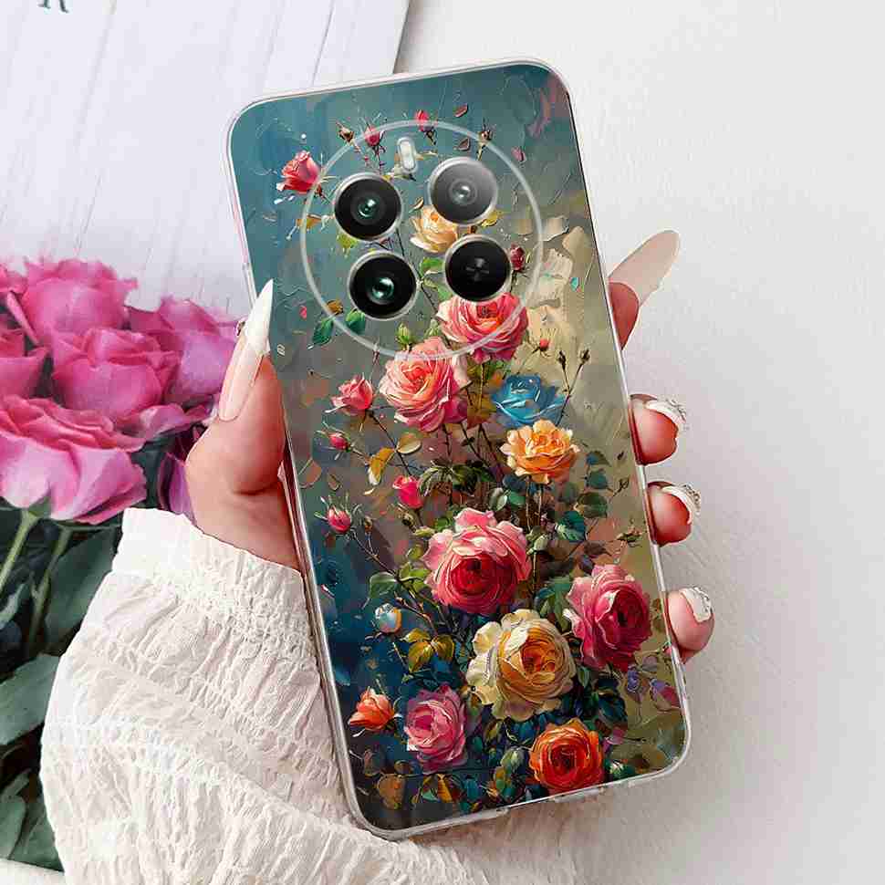 Для Realme 12 Pro RMX3842 6.7" Летний Лотос Милый Кот Мягкий Силиконовый ТПУ Чехол Для Realme 12Pro+ 12Pro Plus RMX3840 Защитный Бампер