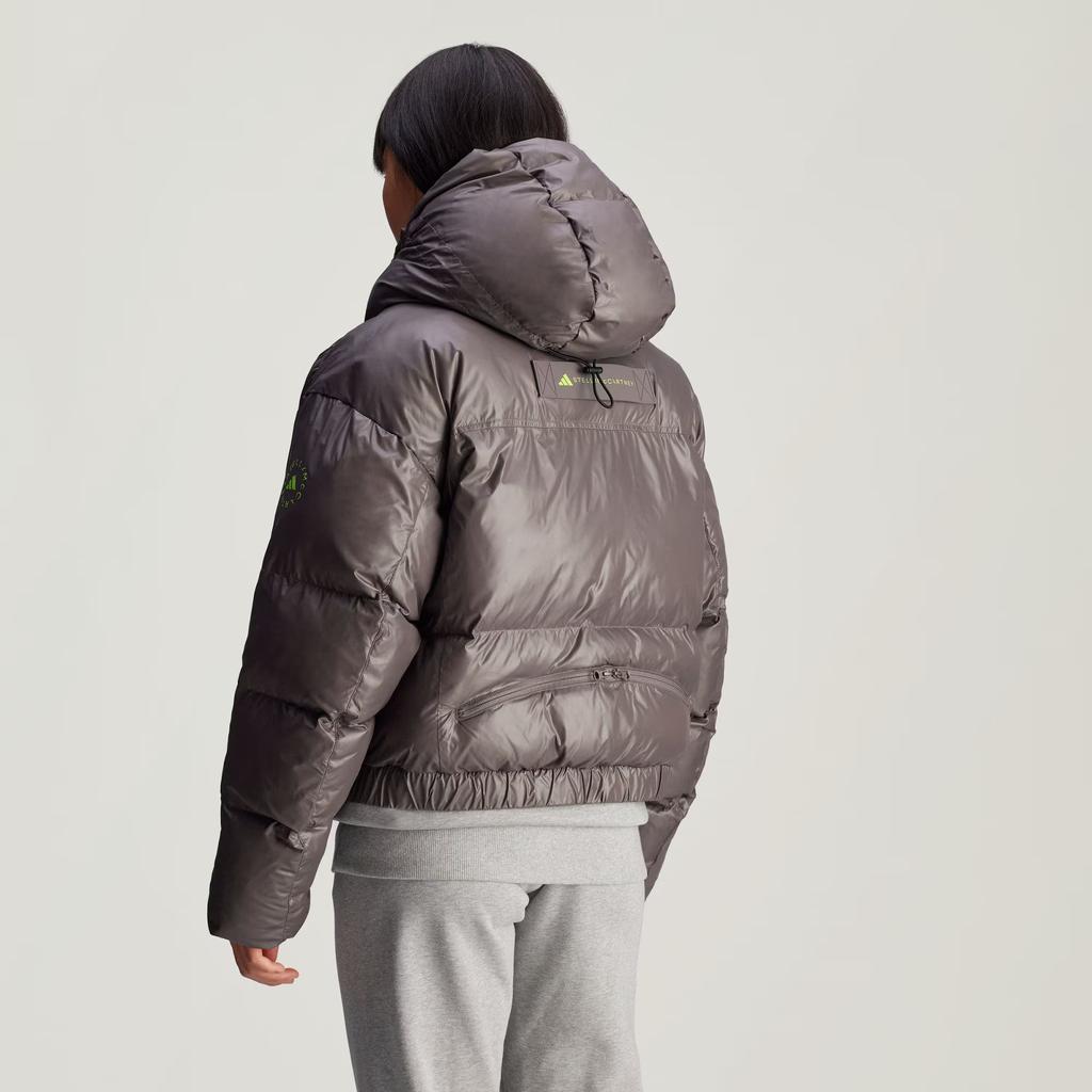Adidas X Stella McCartney Truenature Padded Warm Loose Short Hooded Puffer Jacket Women Jacket Charcoal-Gray IW9841